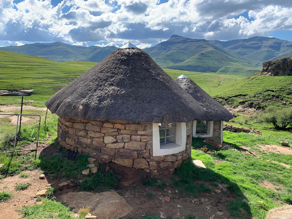 Tradisjonelle hytter i Lesotho