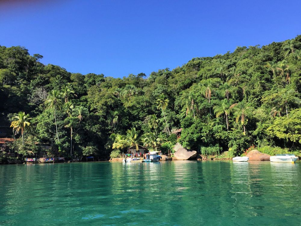 Tropiske laguner og palmer på Ilha Grande