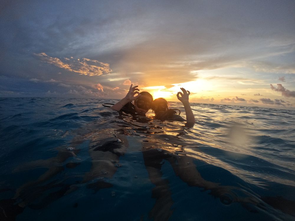Magisk dykk ved solnedgang