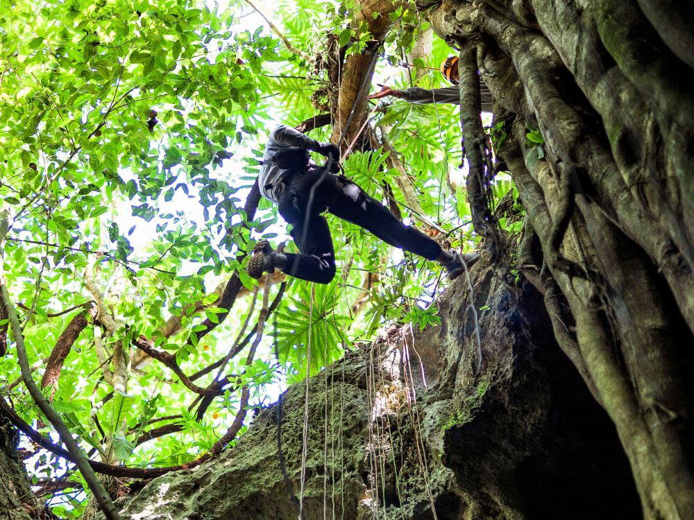 Rappellering i grotte